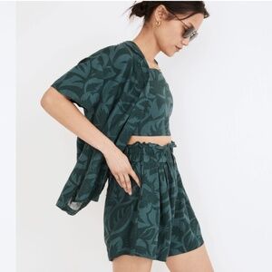 Madewell Linen Blend Pull On Paperbag Shorts in Tropical Floral Size Medium